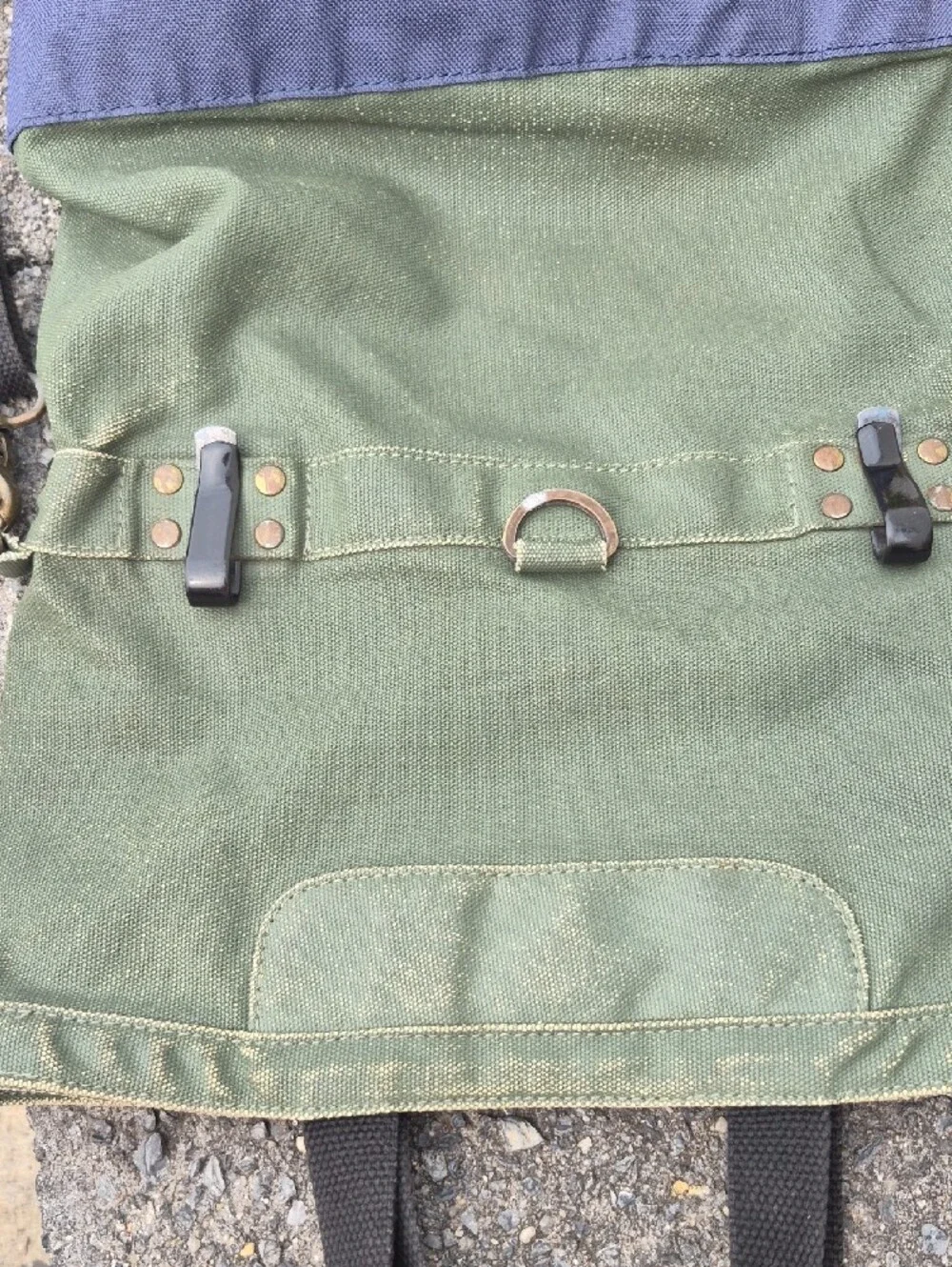 Two-Tone Green & Blue Canvas Messenger Tote